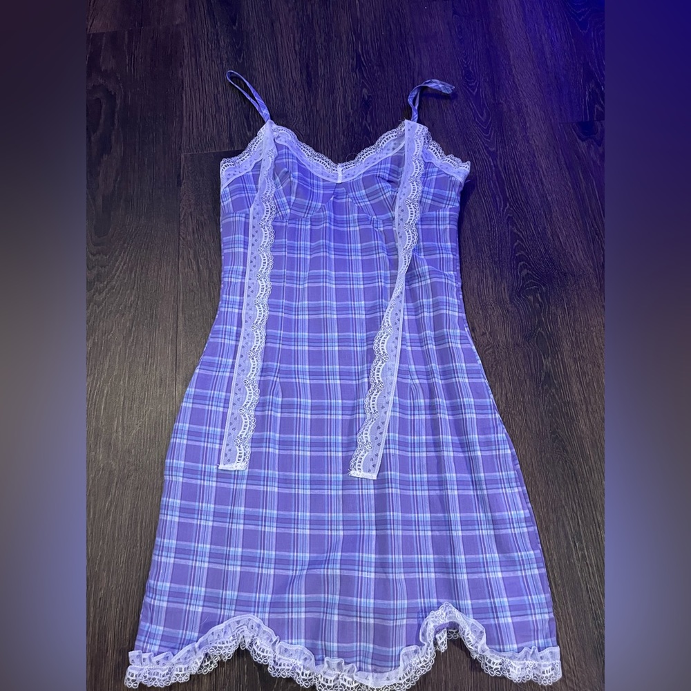 Light Purple Plaid Slip Dress